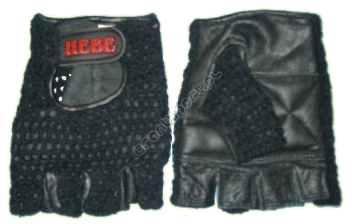 HEBE rękawiczki skóra + czarna siatka bawełniana (SC-2)